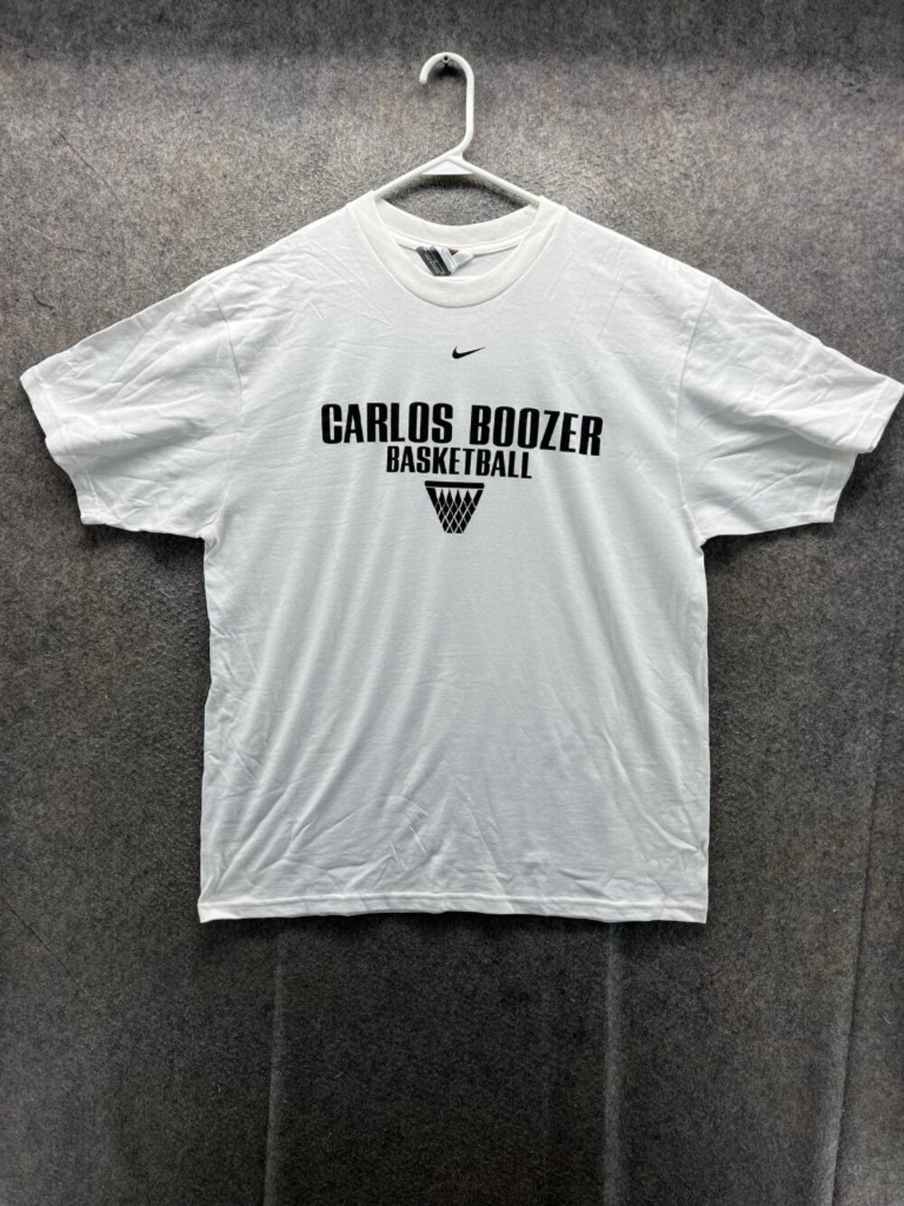 Nike Shirt Mens Large White Carlos Boozer Basketball Graphic Tee Crewneck Cotton